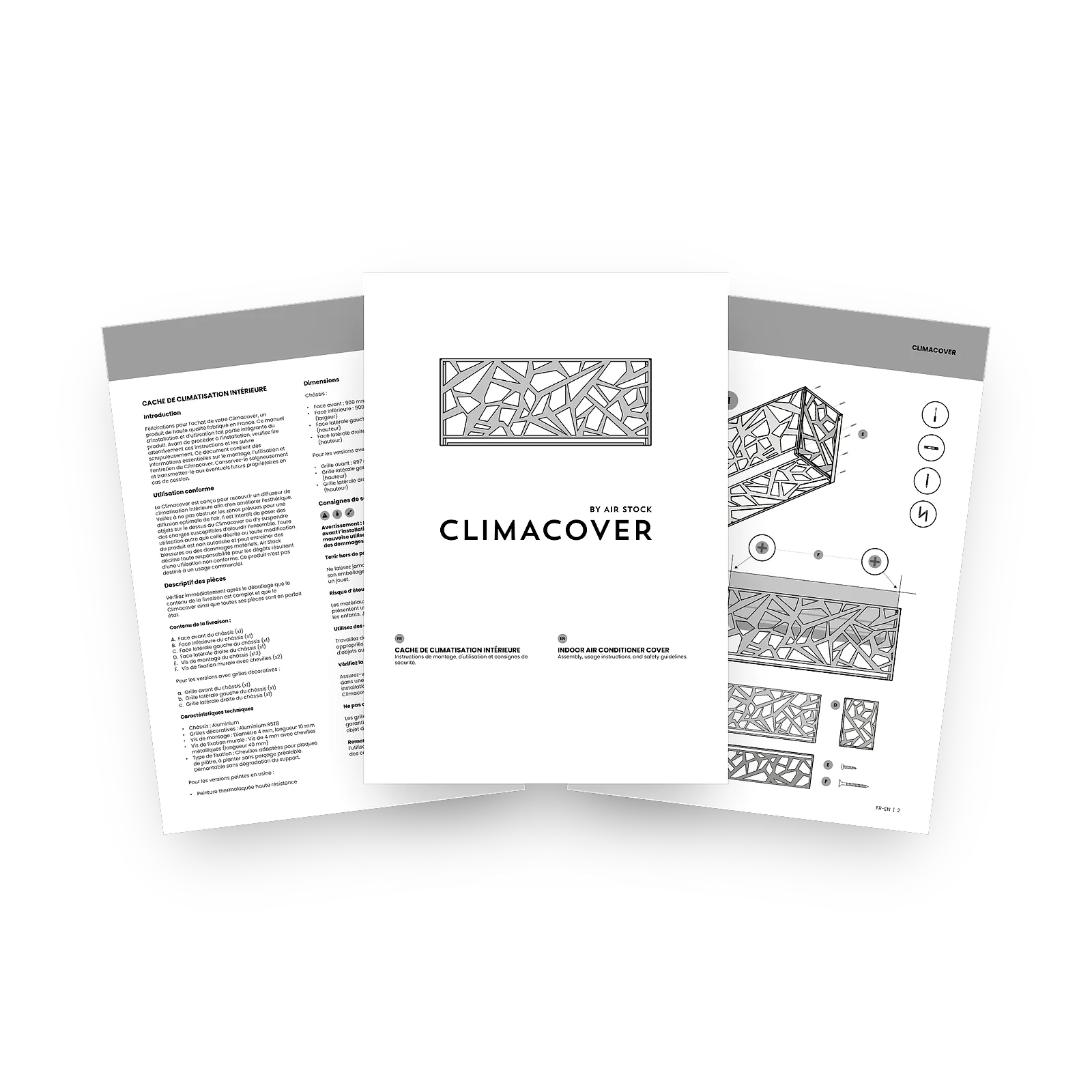 Notice de montage et d'utilisation du Climacover, en français et en anglais