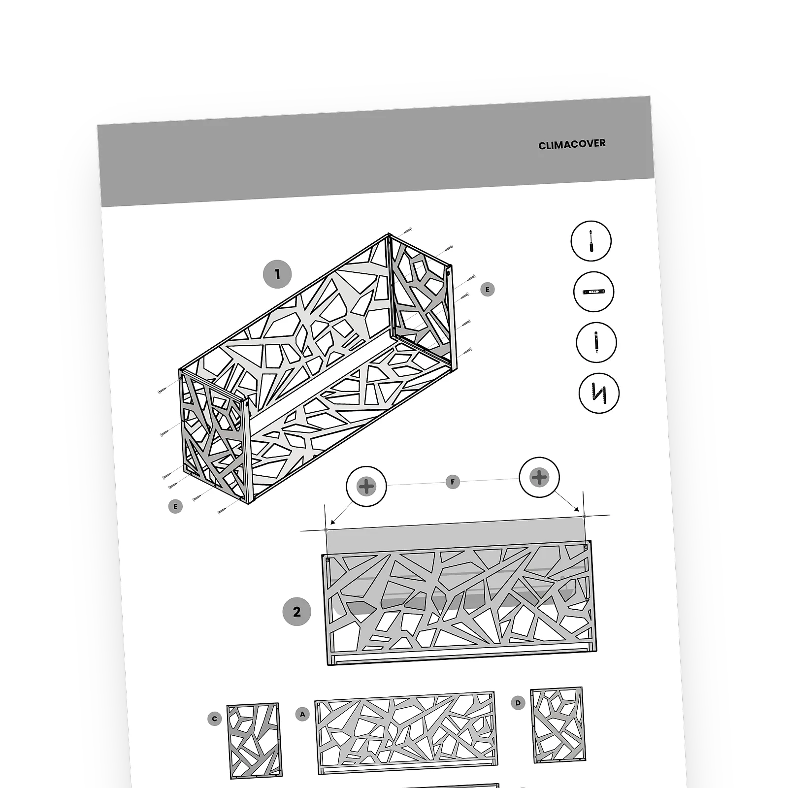Planche de montage illustrée de la notice du Climacover