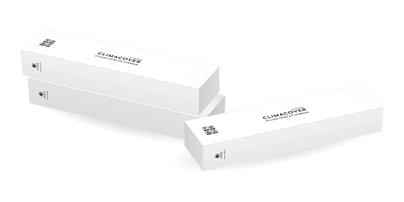 Packaging du Climacover, cache de climatisation intérieure conçu par Air Stock