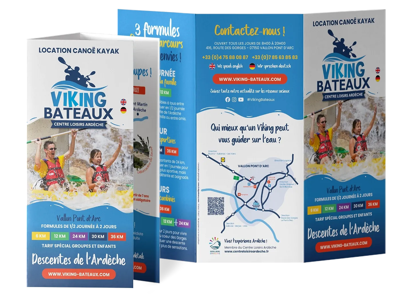 Supports imprimés Viking Bateaux (flyer) prolongeant l'identité visuelle du digital